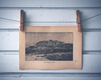 1894 Vintage Acropolis of Athens Lithograph Illustration