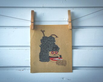 1966 Vintage Zvončari Mask Illustration