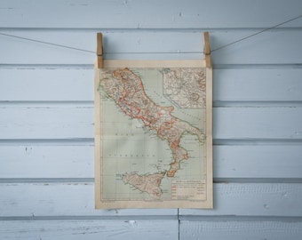 1907 Vintage Map of South Italy in Roman Times