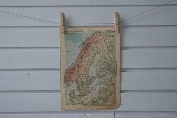 1934 Vintage Scandinavia Map