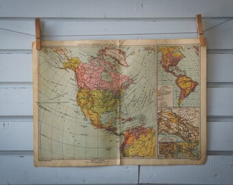 1920s Vintage North America Map