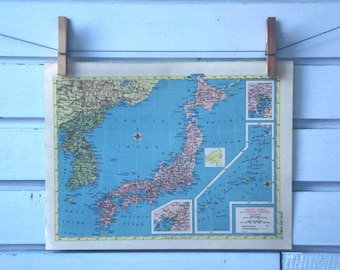 1955 Vintage Map of Japan