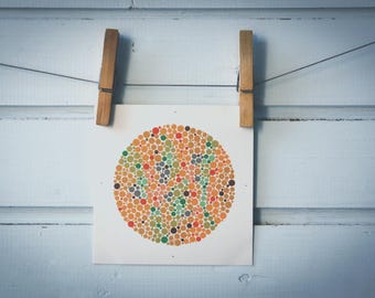 1986 Vintage Ishihara Color Test Plate