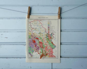 1971 Vintage Serbia Geology Map