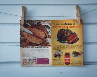 1963 Vintage Roast Meat Advertisements Illustration