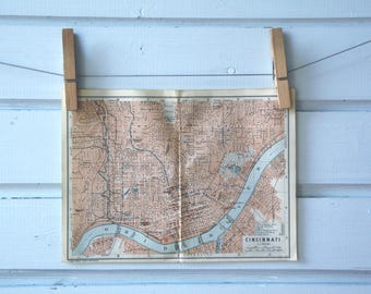1909 Vintage Map of Cincinnati