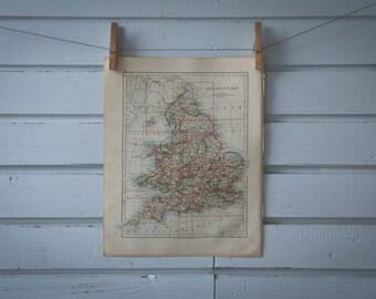 1907 Vintage England & Wales Map