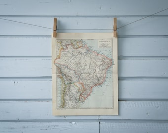 1907 Vintage Map of Brazil