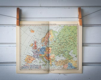 1956 Vintage Map of Europe