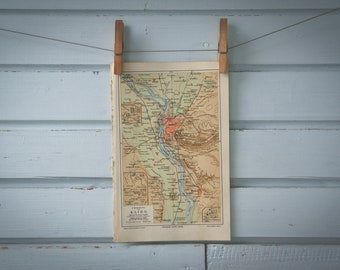 1907 Vintage Cairo & Surroundings Map