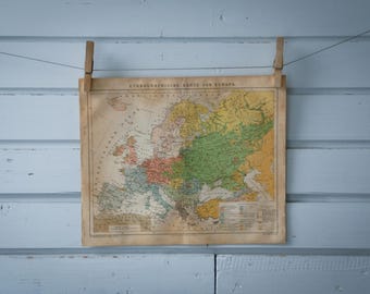 1887 Vintage Ethnographic Map of Europe