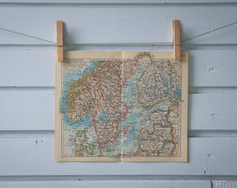 1936 Vintage Scandinavia Map