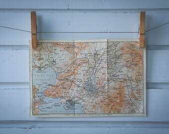 1909 Vintage Athens & Surroundings Map