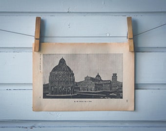 1894 Vintage Pisa Lithograph Illustration