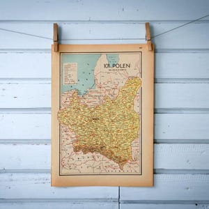 1941 Vintage Karte von Polen