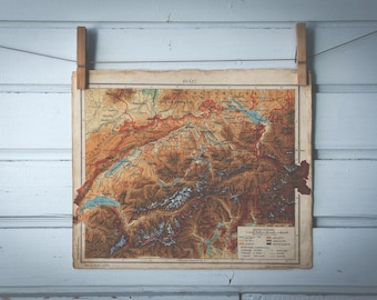 1910s Vintage Map of Switzerland