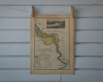1941 Vintage Map of River Schelde