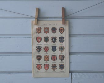 1894 Vintage Guild Signs Chromolithograph Illustration