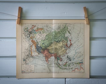 1907 Vintage Map of Asia