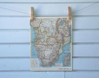 1938 Vintage Map of Central & South Africa