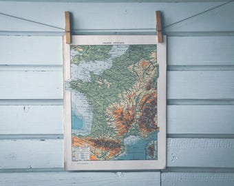 1924 Vintage Map of France