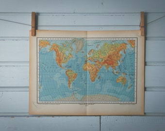 1937 Vintage World Map