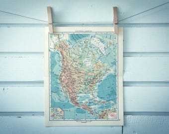 1959 Vintage North America Map