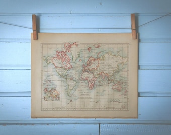 1895 Vintage World Map
