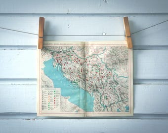 1952 Vintage Yugoslavia Map