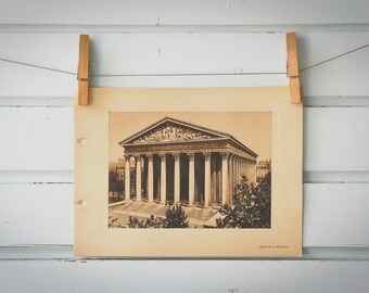 1910s Vintage Paris La Madeleine Illustration