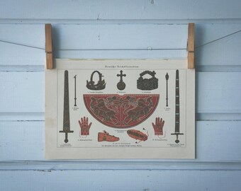 1925 Vintage German Royal Regalia Illustration