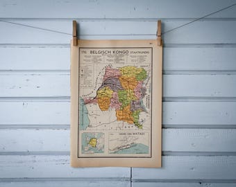 1941 Vintage Congo (DR) Map