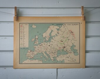 1941 Vintage Europe Minerals Map