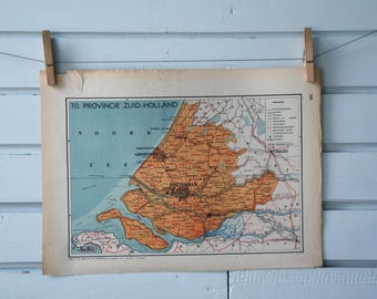 1941 Vintage Map of Dutch South Holland Province