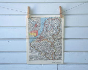 1938 Vintage Netherlands & Belgium Map