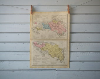 1880 Vintage West France Map