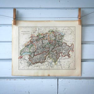 1901 Vintage Map of Switzerland