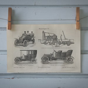 1907 Vintage Automobile Lithographie-Illustration