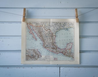 1907 Vintage Map of Mexico