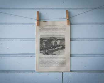1897 Vintage Natural Bridge Lithograph Illustration
