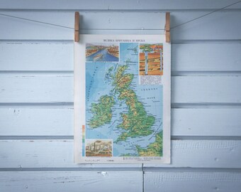 1970 Vintage United Kingdom Map
