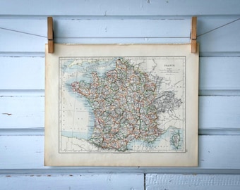 1904 Vintage Map of France