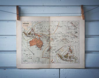 1870 Vintage Oceania Map