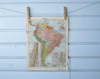 1938 Vintage South America Map