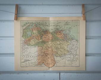 1928 Vintage Map of Venezuela