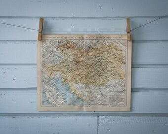 1887 Vintage Austria-Hungary Railways Map