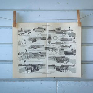 1907 Vintage Feuerwaffe Lithographie-Illustration