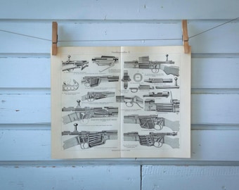 1907 Vintage Firearm Lithograph Illustration