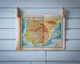 1946 Vintage Map of Spain