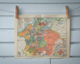 1908 Vintage Map of Germany in Mid 16th Century